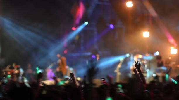 モーションブラー夏の音楽祭コンサートの背景。 - popular music concert crowd music festival spectator ストックフォトと画像