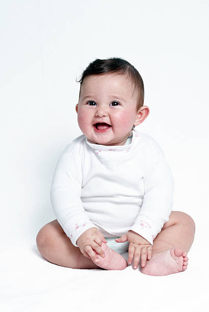 Happy baby a on light background stock photo