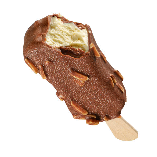 istock Ice cream popsicle with chocolate coating and almond isolated 1191583513