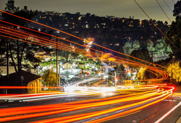 Laguna Niguel Light Trails long exposure light trails in south orange county laguna niguel stock pictures, royalty-free photos & images