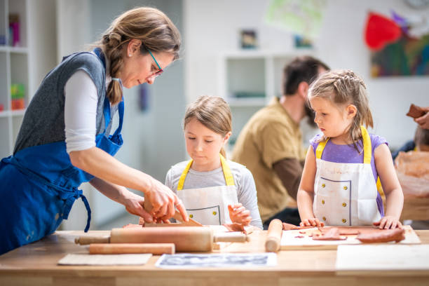 istock Girls making clay birdhouse in classroom 1191592217