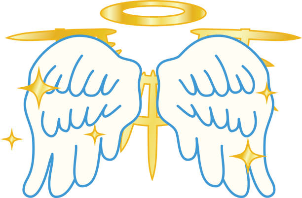 istock Divine Pop Angel wings with halo 1191594557