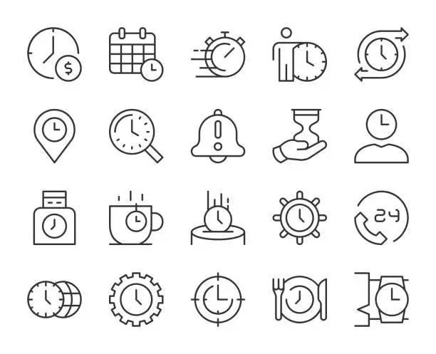 Vector illustration of Time Management - Light Line Icons