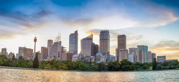 istock Sydney panoramic cityscape at sunset, NSW, Australia 1191596873