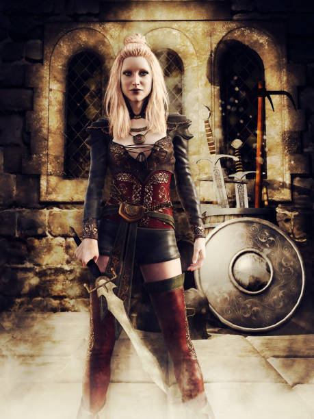 istock Female warrior in a medieval armory 1191597012