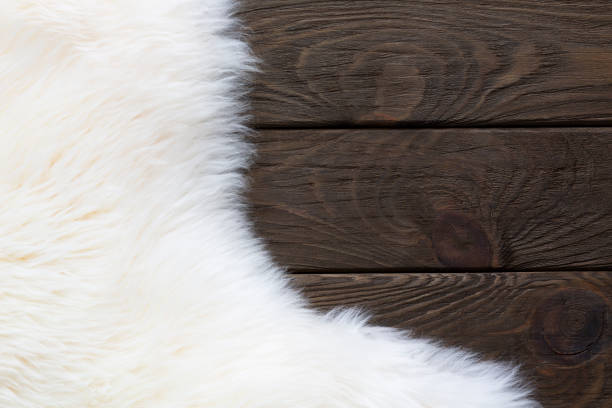 istock Fur on wooden background. 1191600041