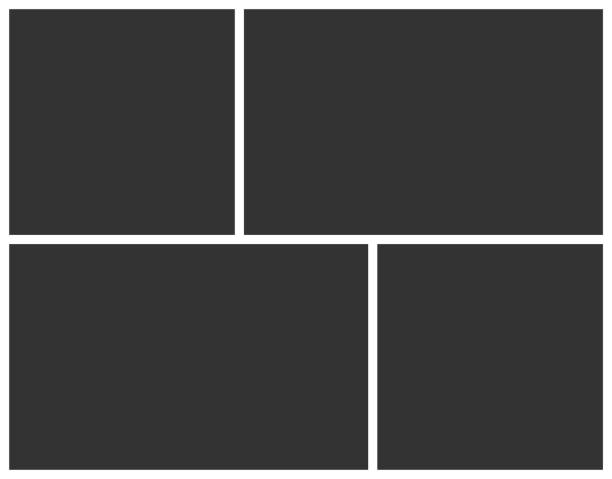 Empty photo frame collage of four parts. Empty photo frame collage of four parts. Poster frame mockup. Vector template photo collage. four photo collage stock illustrations