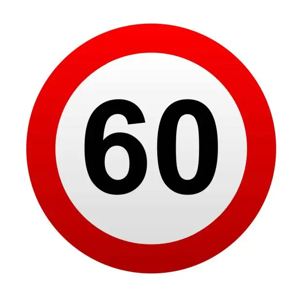 Vector illustration of speed limit 60 sign