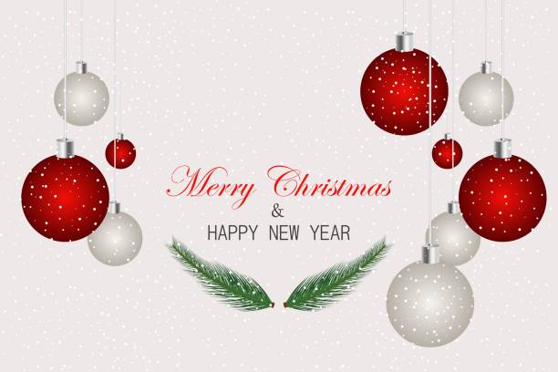 istock Christmas postcard with festive elements such as Christmas tree decoration, gifts, candies. Marry Christmas card vector illustration 1191603289