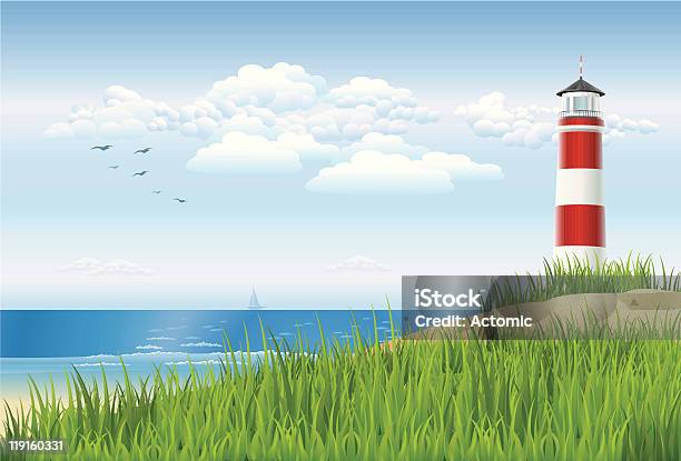 Lighthouse Stock Illustration - Download Image Now - Beach, Sand Dune, Grass