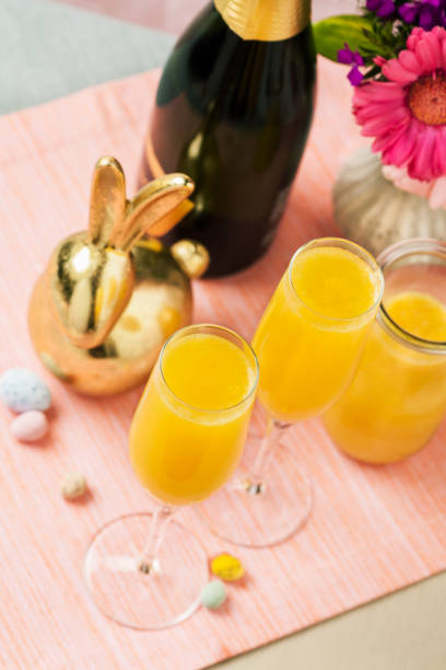 istock Mimosa cocktails with Easter decoration 1191605530