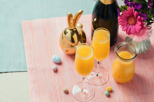 istock Mimosa cocktails with Easter decoration 1191605907