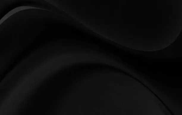 Photo of Black gray satin dark fabric texture luxurious shiny that is abstract silk cloth background with patterns soft waves blur beautiful.