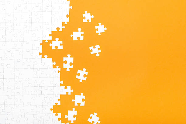 Business concept of white jigsaw puzzle.