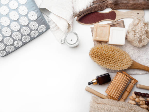 istock Body care products on white background, with copy space. Natural eco friendly zero waste concept, top view 1191610781