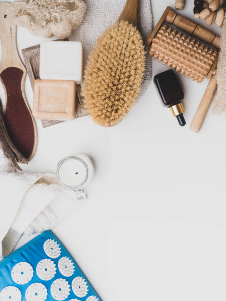 istock Body care products on white background, with copy space. Natural eco friendly zero waste concept, top view 1191610809