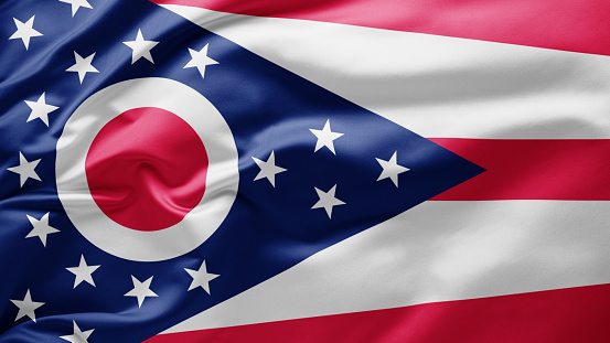 Waving state flag of Ohio - United States of America