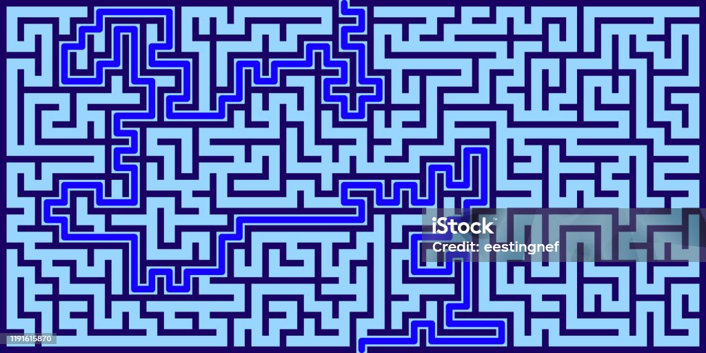 Rectangle Maze With Solution Vector Illustration Stock Illustration ...