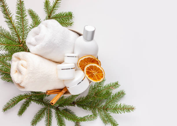 istock Christmas cosmetic set. Top view 1191616744