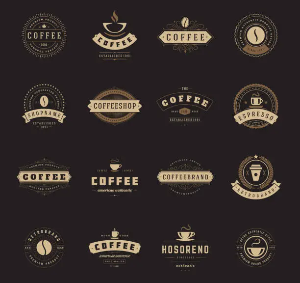 Vector illustration of Coffee shop s design templates set vector illustration.