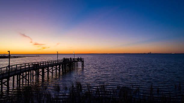 istock Evening sky at twilight on Mobile Bay, Alabama 1191622326