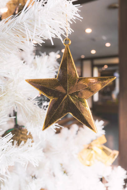 istock Christmas Tree with golden Star and white Background 1191626328