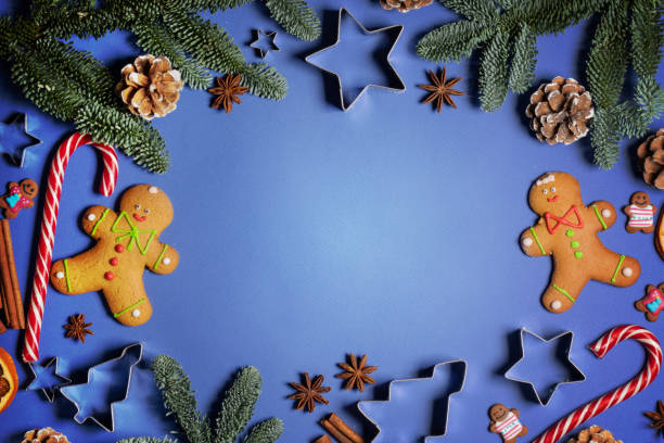 istock Christmas food on wood background 1191629391