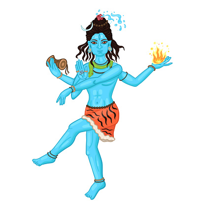 Dancing Fourarmed Shiva Isolated On A White Background Vector Graphics  Stock Illustration - Download Image Now - iStock