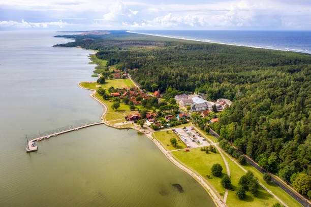 aerial view of Juodkrante, curonian split, Lithuania aerial view of Juodkrante, curonian split, Lithuania lithuania stock pictures, royalty-free photos & images