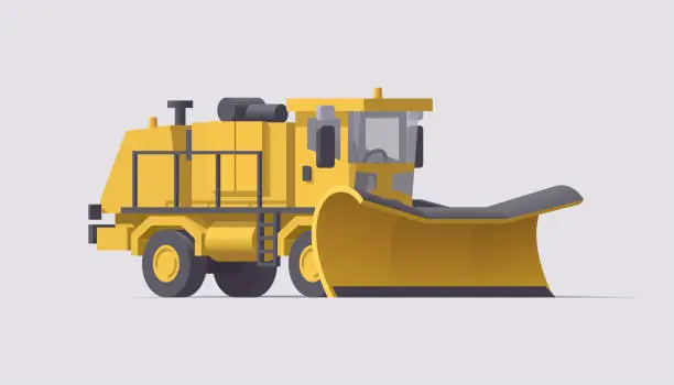 Vector illustration of Snow removal truck. Vector isolated snowblower illustration. Airport cleaning machinery