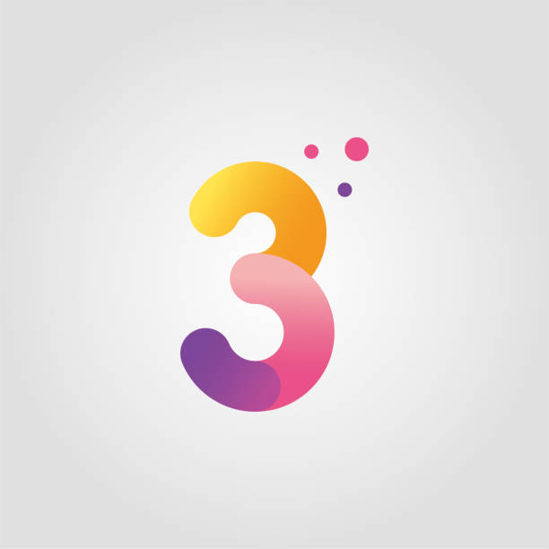 グラデーションカラーのベクトル番号 3 ロゴデザインテンプレート - number 3点のイラスト素材／クリップアート素材／マンガ素材／アイコン素材