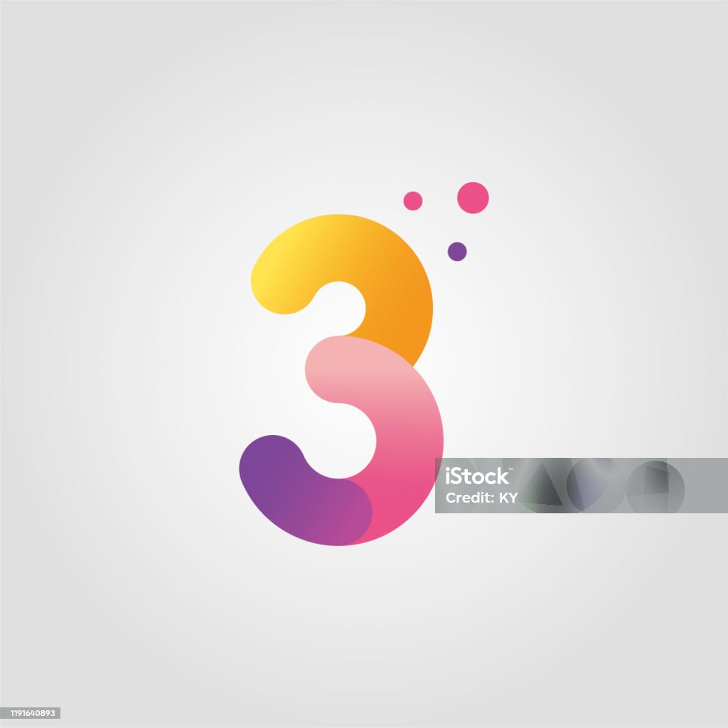 Three Number Design Vector Number Three Logo Design Template With Gradient Color Stock ...