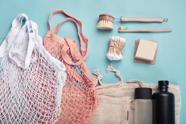 istock Zero waste concept. Cotton bags, reusable water bottles and eco friendly accessories 1191642033