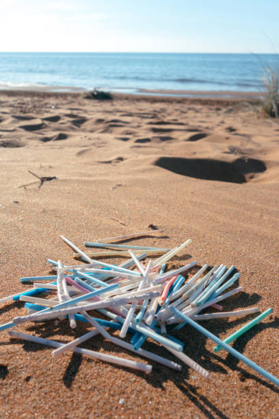 istock Lots of plastic ear sticks collected on the beach. Ocean plastic pollution concept. 1191642351