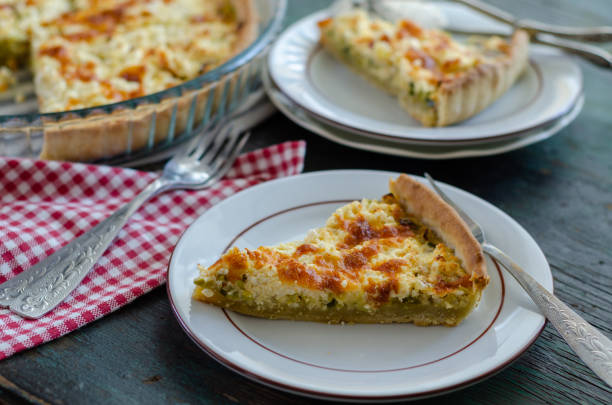 istock The filled pie with leek and cheese 1191643326
