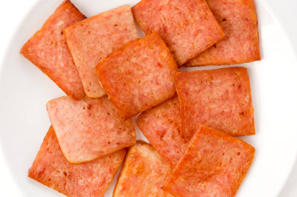 istock pan fried luncheon meat on white plate 1191648773