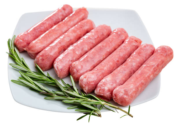 istock Raw farm sausages with rosemary 1191649982