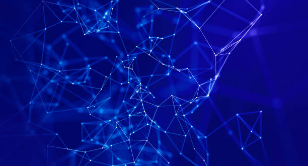 istock Abstract geometric background connecting dots as plexus in blue and purple. 1191656216