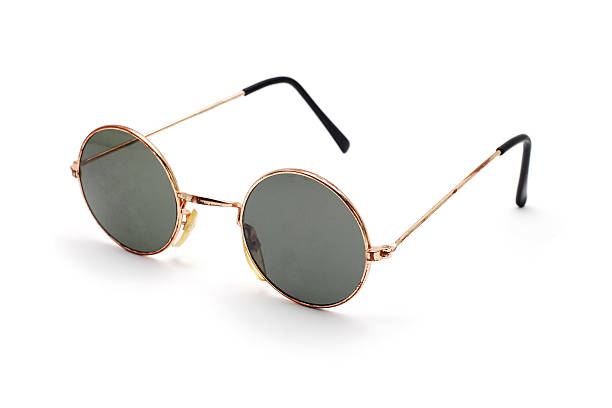 Classic round Beatles sunglasses with gold trim 