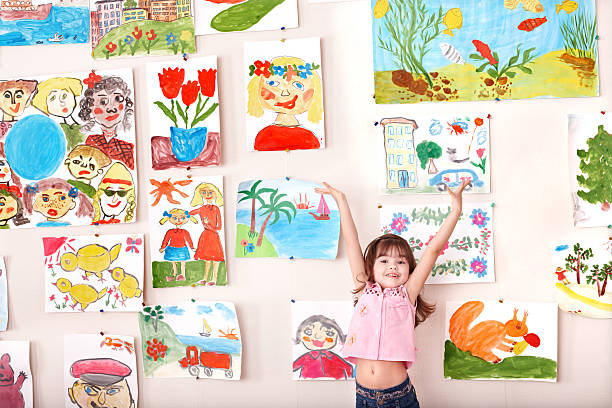 istock Child in art class with picture. 119166084