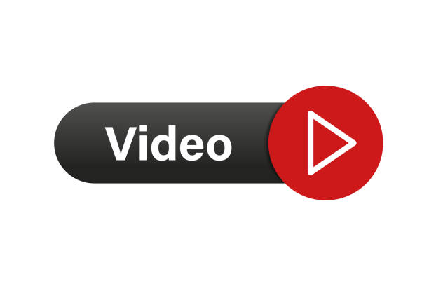 ilustraciones, imágenes clip art, dibujos animados e iconos de stock de botón de vídeo. botón rojo del icono de reproducción. ilustración vectorial aislada. icono de clic de flecha. botón web. - play