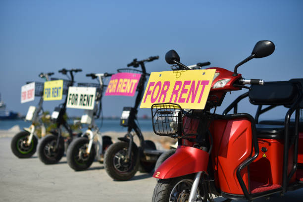 row of electric tricycle scooters