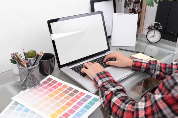 istock Graphic designer artist creative working on computer at desk in office. 1191664282