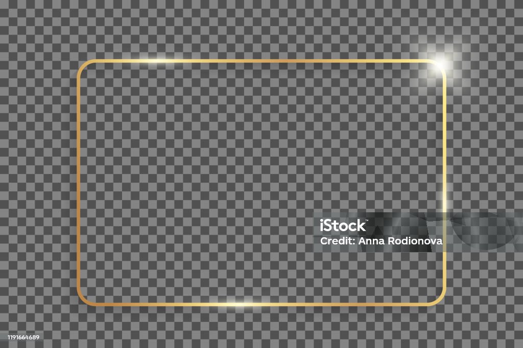 Golden Shiny Rectangle Frame Stock Illustration - Download Image Now ...