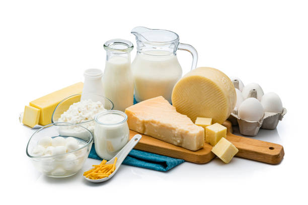 istock Most common dairy products shot from above on white background 1191669741