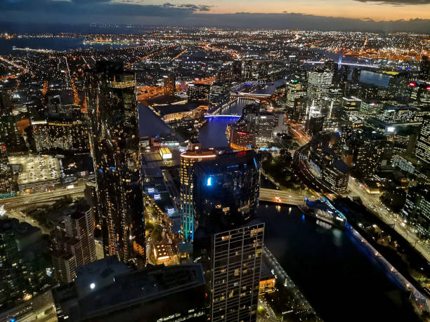 istock Melbourne panoramic view at dusk, Victoria, Australia 1191671063