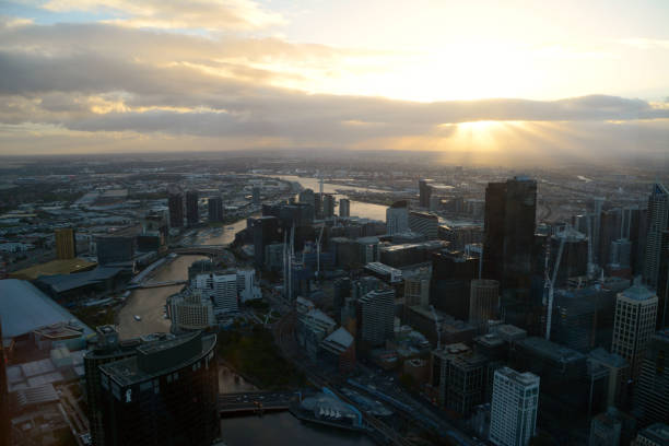 istock Melbourne panoramic view at sunset, Victoria, Australia 1191671665