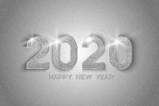 istock New Year 2020 greeting card. 2020 silver New Year sign on light background. Illustration of happy new year 2020. 1191672452