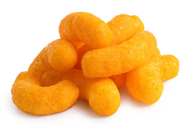 istock Pile of extruded cheese puffs isolated on white. 1191673114