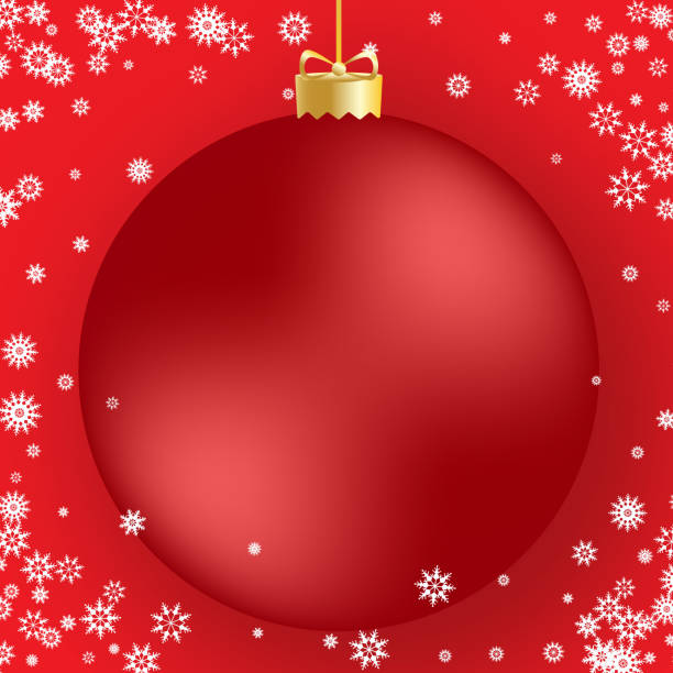 istock Christmas ball. Red Christmas ball and white snowflakes on red background. For design Christmas and New Year banners and cards. 1191673117